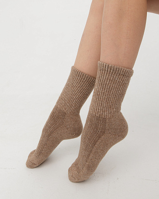 Теплые носки из монгольской шерсти коричневые